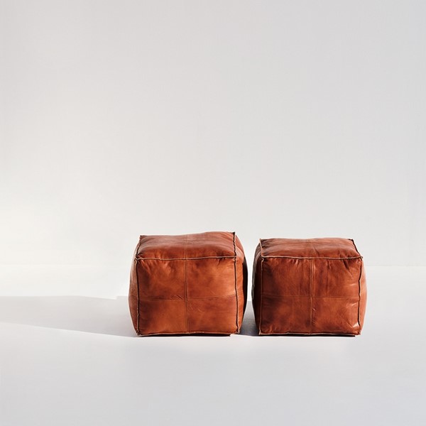 105 | Jakaria Leather Brown Ottoman