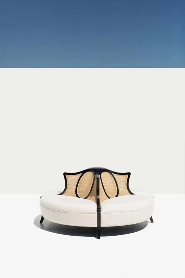 Fields 360° Black Wood Linen Sofa