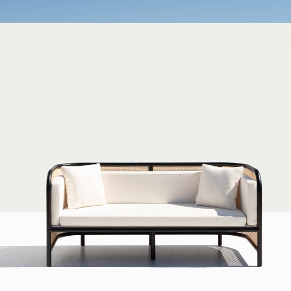Fields Black Wood Linen Sofa