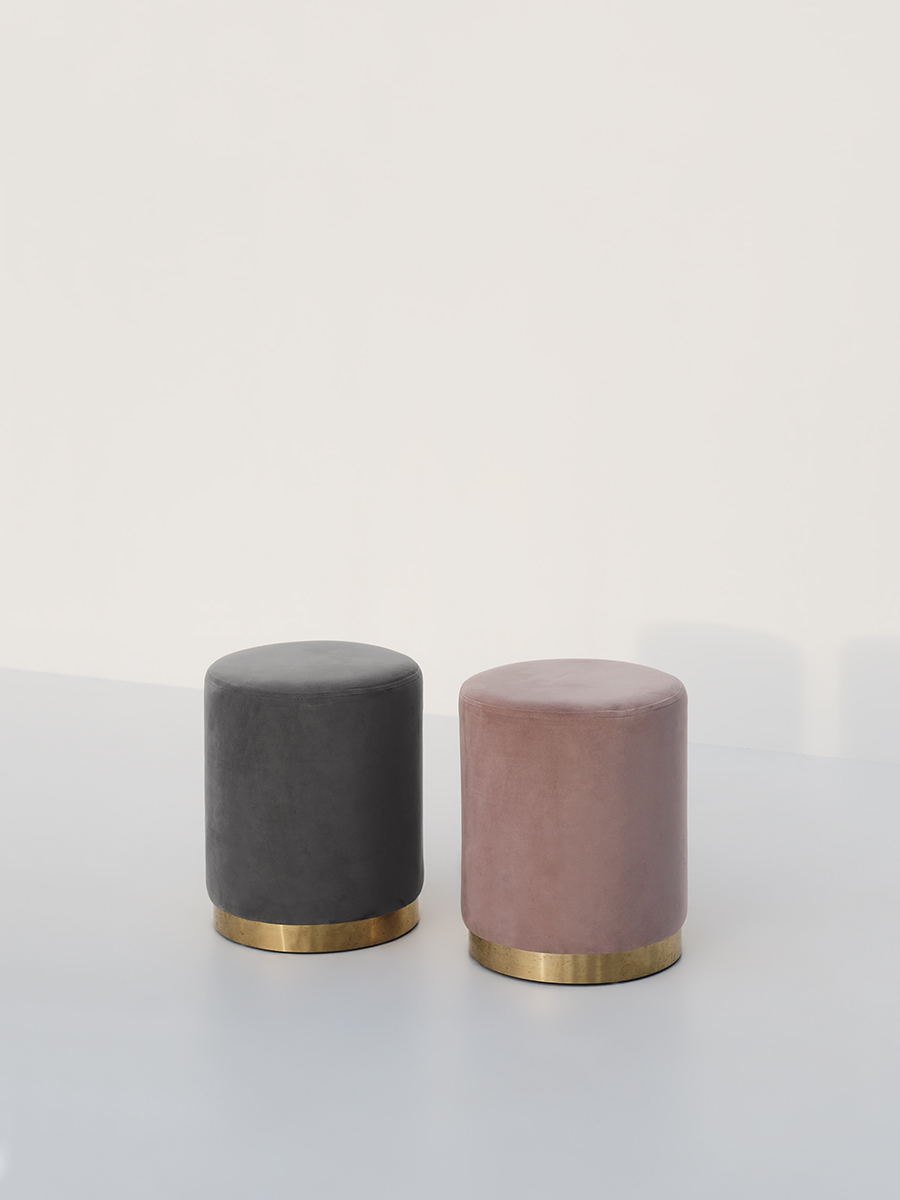 Round Velvet Ottoman