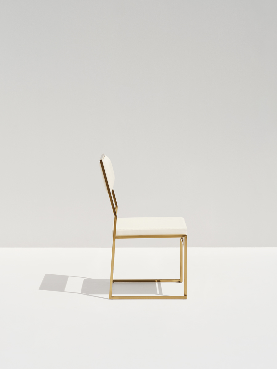 Rizz Gold Chair – White Leatherette