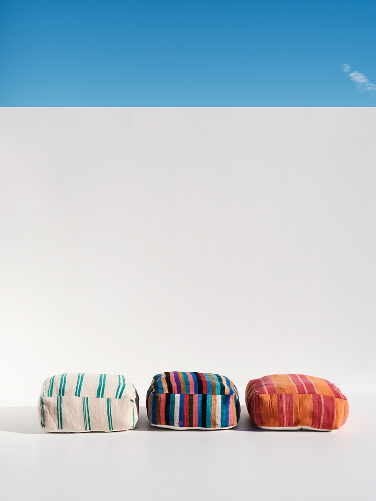 Tunis Green, Multi &Orange Ottoman 